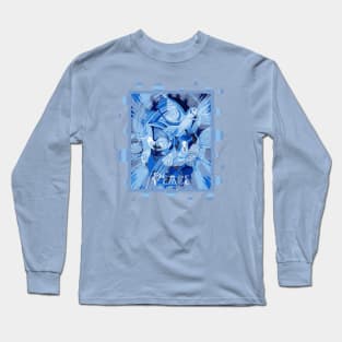Dove With Celtic Peace Text In Blue Tones Long Sleeve T-Shirt
